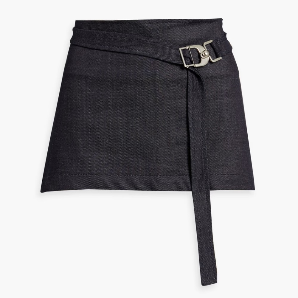 EB DENIM Belted Dark Denim Mini Skirt